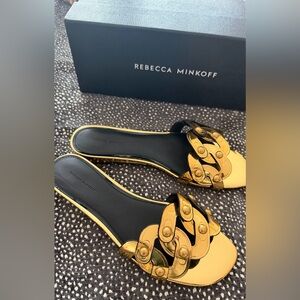 Rebecca Minkoff Gold Chain-Link Slide Sandals